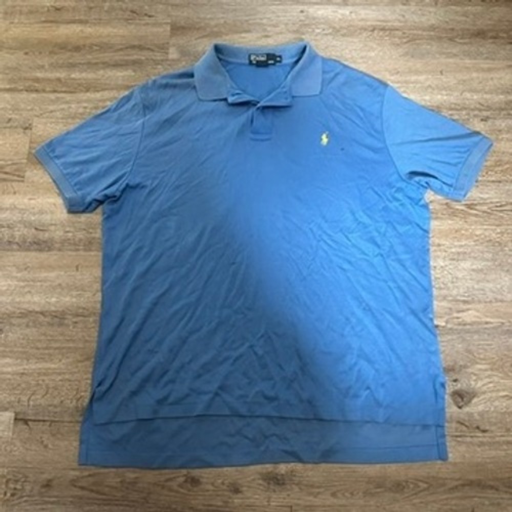 Polo Ralph Lauren Mens XL Blue Short Sleeve Cotton Polo Shirt Yellow Pony Logo